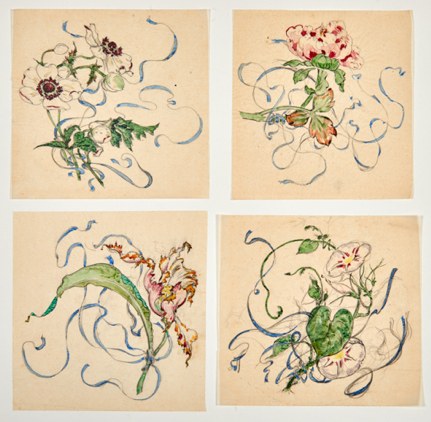 Quatre œuvres de fleurs 