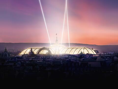 Vue du Grand Palais de nuit, simulation