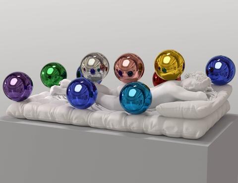 Œuvre de l'artiste Jeff Koons, en collaboration avec les ateliers d'art du GrandPalaisRmn