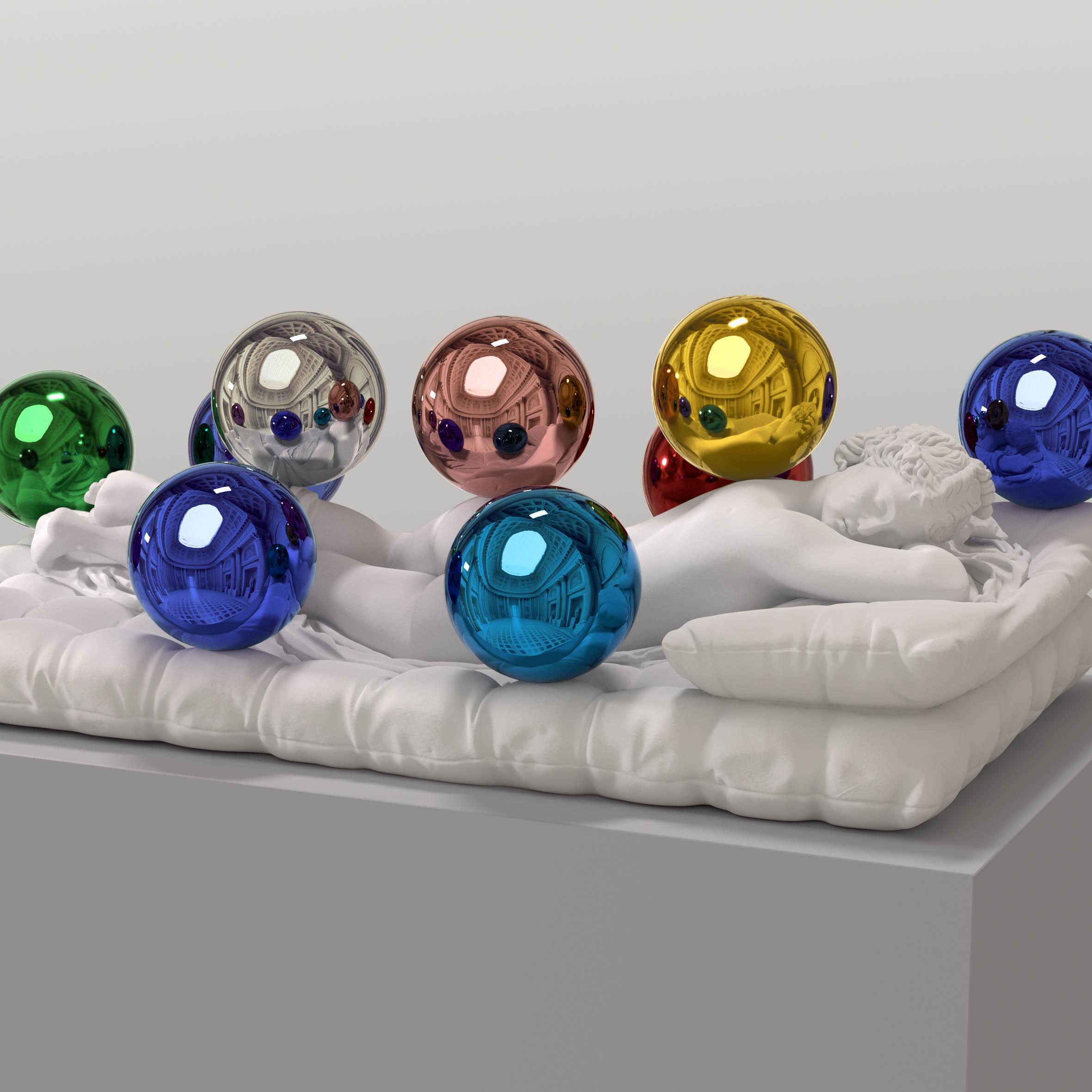 Œuvre de l'artiste Jeff Koons, en collaboration avec les ateliers d'art du GrandPalaisRmn