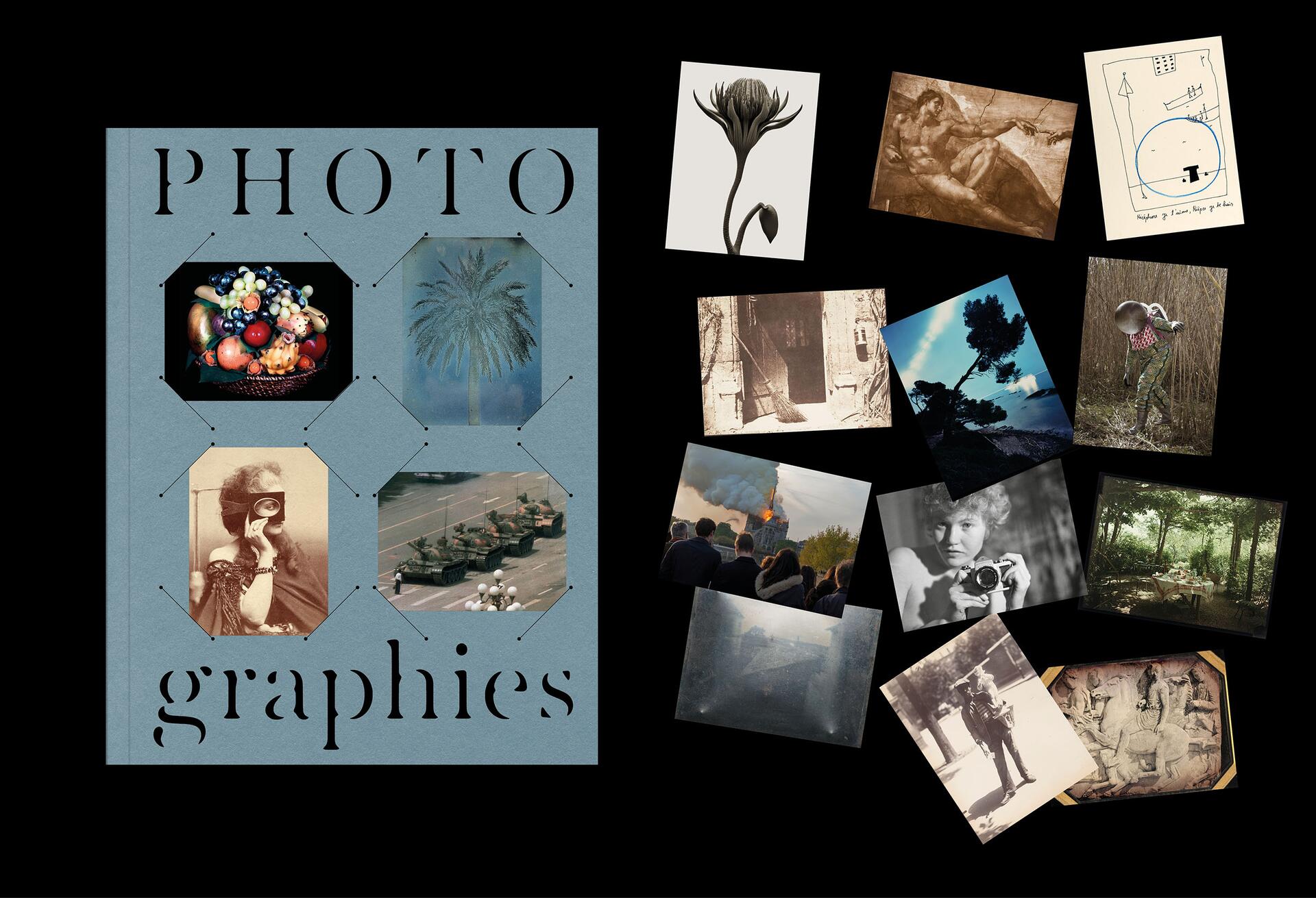 Couverture du llivre officiel du Bicentenaire de la Photographie, avec photos vignettes à côté